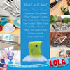 What Can I Clean? infographic listing dishware, cars, furniture, outdoor furniture, windows, and more surfaces/items