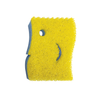 Lola Scrub N Wipe Boss yellow sponge, single unit, non-scratch scrubbing side face-on with finger-hole eye and smile cutout