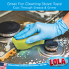 Scrub Boss cleaning sponge close-up showing smile-shaped cutout and textured scrubbing surface