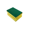 Lola Pot Brite Non-Scratch Scouring Sponge 2-count, two yellow poly foam sponges with green fiber scrubbing top