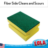 Pot Brite non-scratch scouring sponge with fiber side that cleans and scours, yellow sponge side wipes