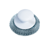 Lola Wire Mesh Scourer with Hand Knob, round wire mesh scourer with white plastic ergonomic knob grip