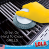 Wire mesh scourer with knob cleaning a stove top, handheld kitchen scrubber for cooktop and stovetop cleaning