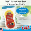 Lola Jumbo Plastic Scourers safe for non-stick and coated cookware, dishwasher safe for cleaning and sanitizing