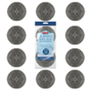 Twelve Lola Jumbo Wire Mesh Scourers around 12 pack retail package; rust resistant stainless steel mesh balls for baked-on messes
