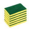 Stack of six Lola cellulose sponge and scourer pads, showing yellow cellulose sponge base with green nylon scrubbing layer on top