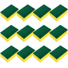 Lola Pot Brite Scour-N-Sponge 421 12-pack: 12 yellow and dark green flat rectangular sponges arranged in a 3x4 grid
