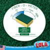 Fiber-O-Meter infographic with Lola Scour-N-Sponge, medium Fiber Strength Meter, will not scratch nonstick cookware or polished surfaces