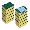 Lola Pot Brite Scour n Sponge 12-pack cleans caked-on, baked-on messes with green fiber top and yellow foam bottom