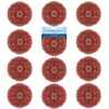 Six round flat copper-colored wire mesh scouring pads in a 2x3 grid, showing 12-piece copper wire scourer pack