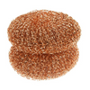Lola Copper Mesh Scourers 2-pack, two round copper wire mesh scourer cleaning pads stacked together