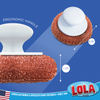 Copper mesh scourer with knob; ergonomic handle, 3.75 in diameter, 1.125 in depth, American owned since 1969