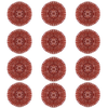 Twelve Lola Jumbo Copper Mesh Scourers in a 4x3 grid, large round reddish-brown copper-coated knitted wire mesh discs