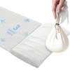 Lola Cheesecloth 3 square yards, folded white cotton cheesecloth beside hand holding bundle tied with string