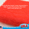 Scruffy Non Scratch Jumbo Scouring Pad close-up, loose polypropylene wire cloth with foam sponge core