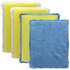 Lola Scrub N Wipe assorted 4-pack cleaning pads, 2 yellow nylon net and 2 blue microfiber/nylon dual-sided pads