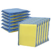 Lola nylon net terry sponge 2-way cleaning pad 12-pack, two stacks of dual-sided blue terry and yellow sponge with blue net