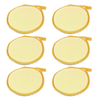 Six Lola Round N Round Wonder Scourers with yellow fabric border and nylon net sponge side visible, arranged in a 2x3 grid