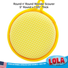 Round n Round Wonder Scourer nylon net scrubber, side top view, 5 inch round x 1.125 inch thick