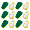 Lola Sudser Scour-N-Sponge Refill 12-pack yellow sponges in 4x3 grid, showing green scrub pads and white snap-on connectors
