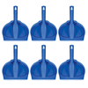 Lola blue plastic dustpans with built-in brush holders, rubber lip, and hang hole, set of 6