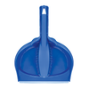 Lola Dust Pan and Brush Set, blue dustpan front view with brush clipped on, household cleaning tool