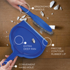 Dustpan and brush set with ergonomic handle, extra deep pan, precise contour rubber lip, and convenient hang hole