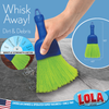 Lola QuickWhisk whisk broom sweeping dirt and debris from a hard floor with firm to extra-firm bristles, 9.5 x 4.5 inches