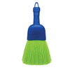 Lola QuickWhisk handheld whisk broom with blue grip handle, lime green nylon bristles, compact round brush, and hang loop