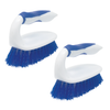 Lola Handled Scrubber No. 519 2-pack blue and white iron-handle scrub brushes with blue poly fiber bristles, grid pattern