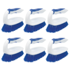 Lola Handled Scrubber No. 519 6-pack blue and white iron-handle scrub brushes with blue poly fiber bristles
