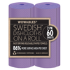 Wowables Swedish dishcloths on a roll 2-pack: two purple cellulose rolls with label, 60 fast drying reusable, biodegradable paper towels