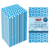 Lola Reusable Clean & Wipe Cloths 36-pack, blue/white diamond nonwoven stack by package for dusting, polishing, cleaning & dishwashing