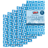 Lola Brand Reusable Clean & Wipe Cloths 6-pack, blue and white geometric diamond pattern, for dusting, polishing, cleaning, dishwashing
