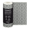 Wowables blue tulip dishcloth roll displayed on marble countertop stand, fits standard paper towel holders