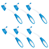 Six Lola Pro Dish Brushes with blue ergonomic grip handles, white angled stems, and blue poly fiber bristle heads with food scraper tips