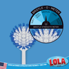 Bristle-O-Meter infographic showing Lola Pro dish brush bristle strength gauge at Medium, rated between Semi-Soft and Firm