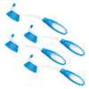 Lola Pro dish brushes with blue ergonomic handles and blue poly-fiber bristles, set of 4 kitchen scrub brushes