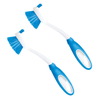 Lola Pro Dish Brush No. 531 2-pack, two blue and white plastic dish brushes with ergonomic oval grip handles and blue poly fiber bristles