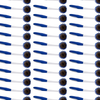 Bulk case diagonal pattern of 36 Lola Pro pot-and-pan brushes with white handles, blue grips, brass-wire and blue poly-fiber bristles