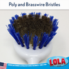Lola Pro pot-and-pan brush bristle head with mixed blue poly fiber and gold brass wire bristles