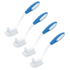 Lola Pro Utility Dish Brush 4-pack, four brushes with blue and white ergonomic handles and white stiff poly fiber bristles