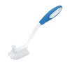 Lola Pro Utility Brush No. 533, white plastic brush with blue no-slip handle, built-in stiff brush tip, and white poly fiber bristles