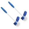Two Lola Pro Euro Bowl Brushes with blue ergonomic handles, blue and white poly fiber bristles, and angled under-rim scrub attachment