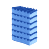 Six Lola Pot Brite all-purpose scrub sponges stacked vertically with light blue foam bodies and dark navy serrated scrubber tops
