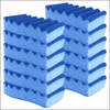 Lola Pot Brite All-Purpose Scrub Sponges 12-pack, two-sided blue sponges with wavy dark blue scrubbing surface stacked in 3x4 grid