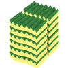 Lola Pot Brite Heavy Duty Scrub Sponges 12-pack, yellow sponge with wavy green ScrubCLEAN scrubbing surface, stacked in two columns
