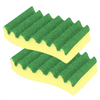 Lola Pot Brite All-Purpose Scrub Sponges 2-pack, dual-sided blue sponges with wavy scrubbing ridges and flat poly foam