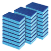 Lola natural cellulose scrub sponges, 24-count, two stacks of blue sponges with dark blue fiber scrubber tops