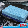 Cellulose scrub sponge in soapy water, safe for non-stick and coated cookware, 4.5 x 2.8 x 0.8 in